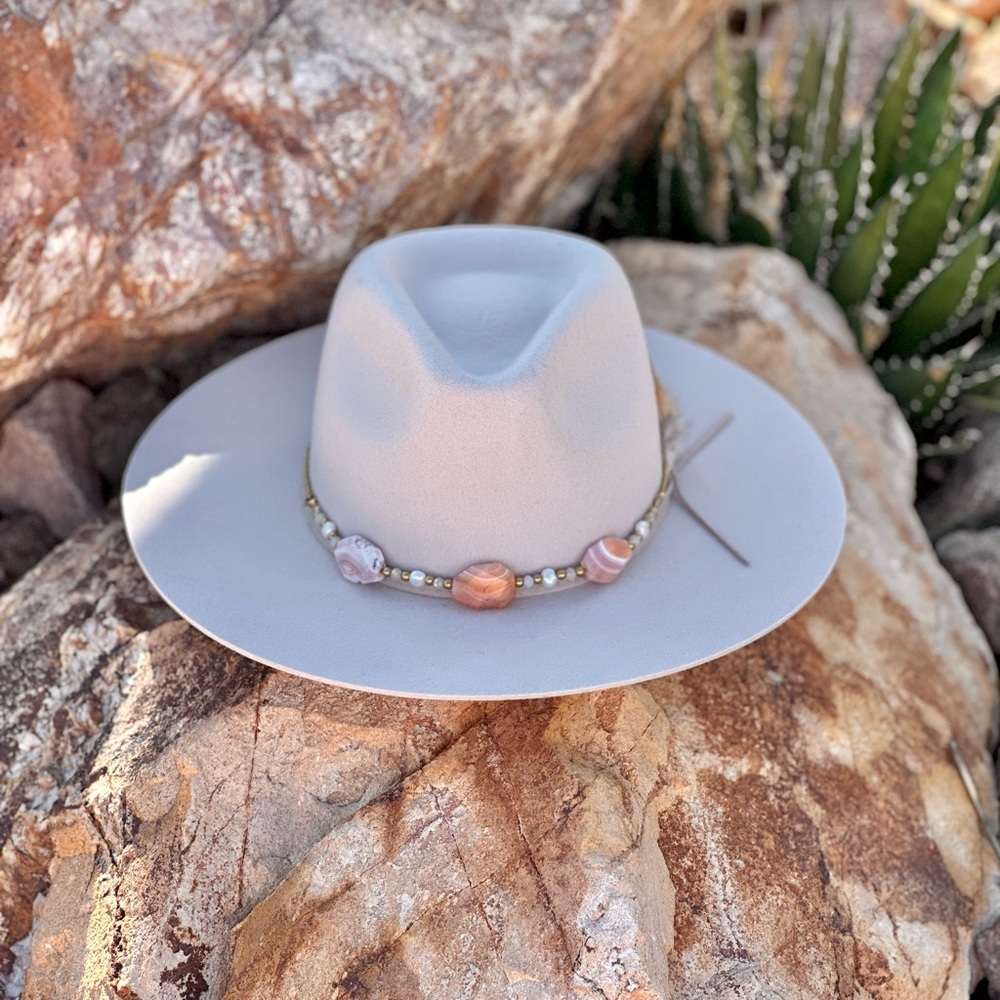 Botswana Agate Freshwater Pearl Hat Band - Picture 7 of 8